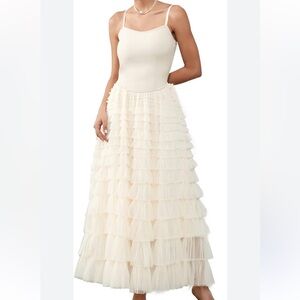 Medium Mliyasan Tulle Maxi Dress Spaghetti
Strap Layered Fluffy Rufifle